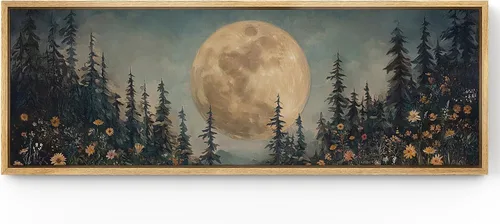 Vista 94 de SIGNFORD Lienzo enmarcado extragrande para pared, diseño de flores silvestres, paisaje, campo escénico con flores florecientes, ilustraciones