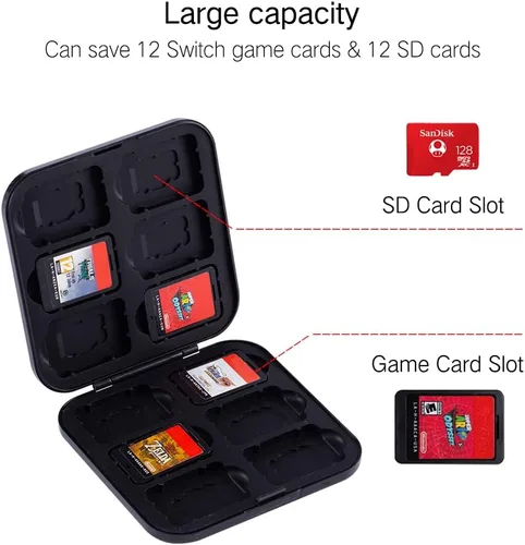 Vista 2 de PERFECTSIGHT Game Card Case for Nintendo Switch Switch Lite Switch OLED, Cute 12 Game Holder Cartridge Case for Game Cards and 12 SD Cards, Kawaii