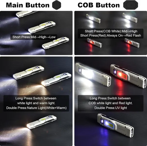 Vista 3 de Linterna EDC portátil multifuncional 6 en 1 - 880 lúmenes USB-C