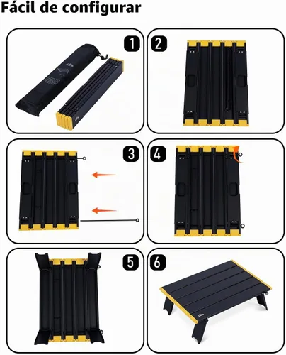 Vista 6 de iClimb - Mesa plegable ultraligera y compacta de mini playa y picnic de aluminio con bolsa de transporte, dos tamaños (negro - S) con bolsa