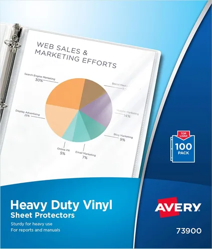 Vista 6 de Avery Protectores de láminas de vinilo transparentes resistentes, carga superior, 100 protectores de documentos (73900)