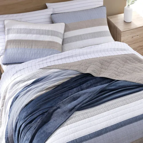Vista 2 de Nautica - Juego de edredón tamaño individual, ropa de cama de algodón suave y transpirable con sensación de peso medio, juego de cama reversible