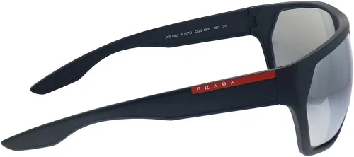 Vista 3 de Prada Linea Rossa PS 08US DG02B0 - Gafas de sol geométricas de plástico negro lente polarizada gris Negro