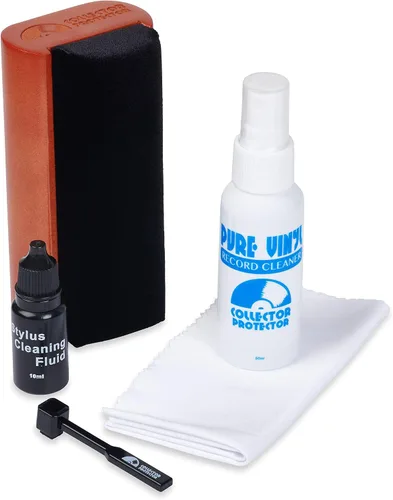 Vista 8 de Collector Protector Kit limpiador de discos de vinilo, incluye cepillo de terciopelo suave estilo 70, solución de limpieza LP, cepillo para lápiz