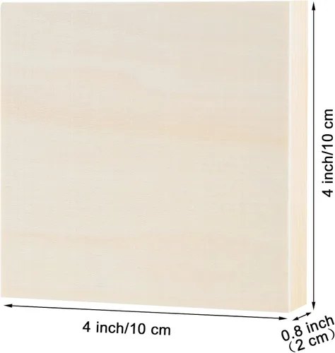 Vista 2 de ADXCO - Paquete de 8 paneles de madera de 4 x 4 pulgadas, lienzo de madera sin terminar para pintar, vertir, uso artístico con óleos, acrílicos