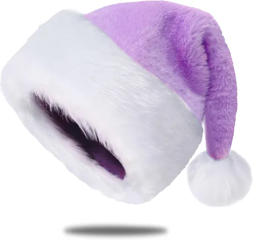 Vista 14 de Sombreros de Papá Noel para adultos, unisex, de terciopelo al tacto, cómodos, sombreros de Navidad para Año Nuevo, fiestas, suministros de Navidad