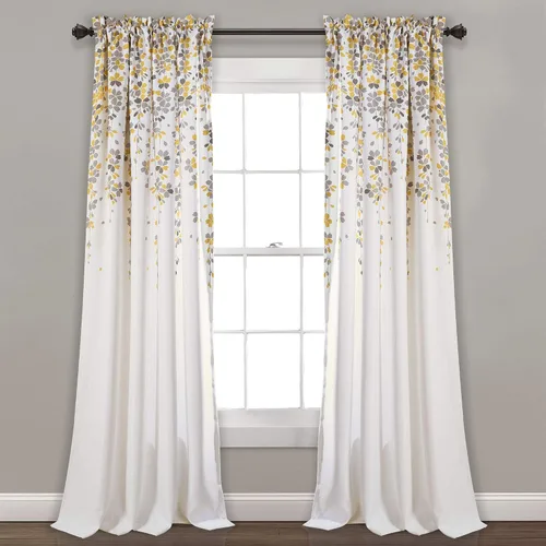 Vista 28 de Lush Decor Cenefa para ventana con flores que lloran, filtro de luz, azul y gris