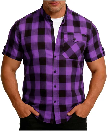 Vista 10 de Camisas de manga corta con botones para hombre, estilo occidental, con bolsillo, ligeras, transpirables, ajuste regular
