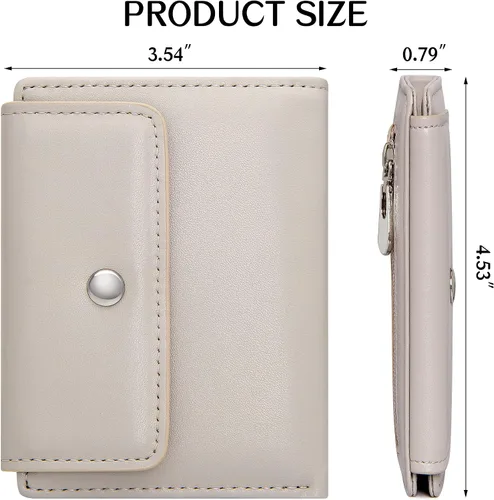 Vista 4 de GEEAD Carteras pequeñas para mujer, con bloqueo RFID, tarjetero y caja de regalo, Gris, Minimalista