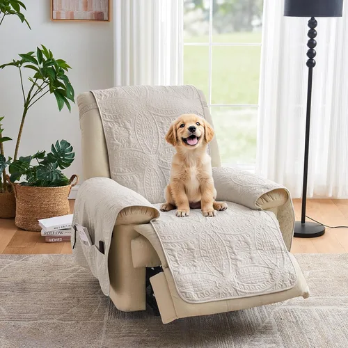 Vista 8 de Fundas acolchadas beige para sillas reclinables, impermeables, fundas para sillas reclinables para niños perezosos, fundas reclinables que admiten