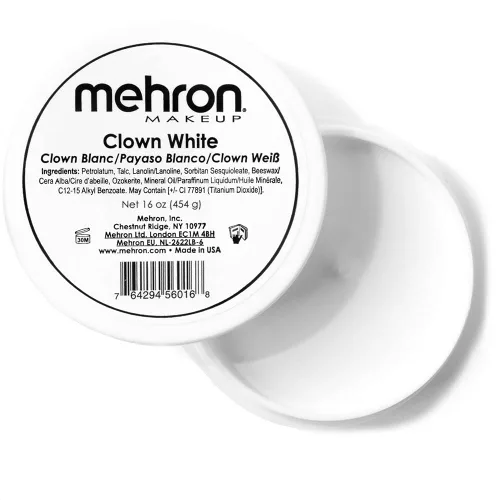 Vista 9 de Mehron Makeup Clown White - Maquillaje profesional en crema para pintura facial Pintura facial blanca para escenario, película, cosplay y mimo
