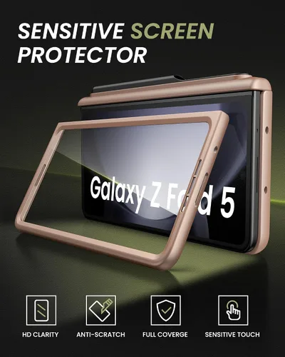 Vista 7 de Funda para Galaxy Z Fold 5 con tarjetero y protector de pantalla, soporte para bolígrafo S y cubierta de cámara deslizante y protección de bisagra