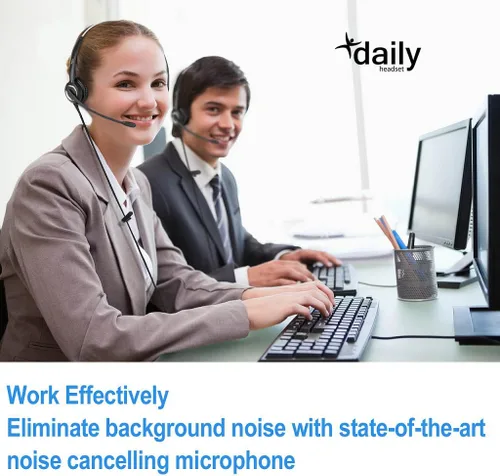Vista 5 de Auriculares para teléfono compatibles con Grandstream Yealink Snom Phones Micrófono con cancelación de ruido, voz HD RJ9 y adaptador de 0.138 in