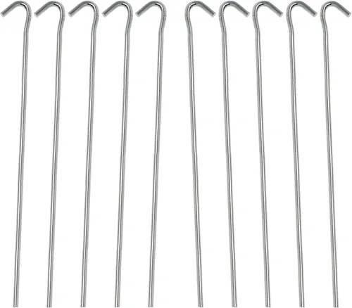 Vista 2 de HUJI 20 estacas de acero galvanizado para tienda de campaña 20 anclajes de tierra