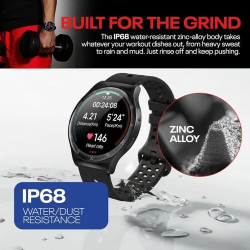 Vista 6 de Reebok Pulse - Reloj inteligente con GPS, rastreador de fitness con monitor de ritmo cardíaco, 10 días de duración de batería, resistente al agua