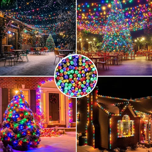 Vista 2 de Luces de Cadena Solares Luces de Navidad Solares 200 LED 72 Pies 8 Modos Luces de Cadena para Exteriores Impermeables para Jardín Fiesta Patio Hogar