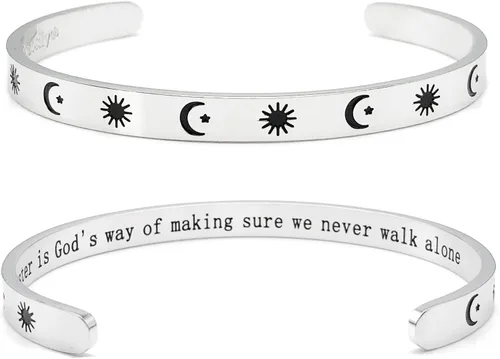 Vista 367 de Pulseras inspiradoras para mujer, joyería de acero inoxidable, con refranes, pulsera motivacional con mensaje oculto, pulseras grabadas para mejor