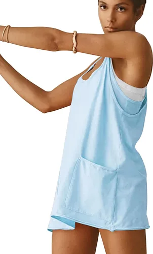 Vista 4 de Vestido atlético para mujer con pantalones cortos incorporados, mini vestido de entrenamiento deportivo para golf, verano 2024