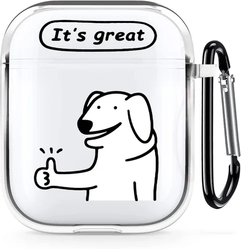 Vista 49 de Funda transparente para AirPods de 2ª generación de 1ª generación, diseño de gatito kawaii para mujeres, hombres y niños, funda de carga de TPU
