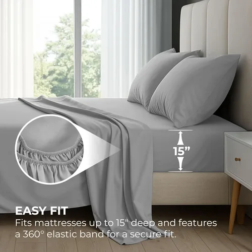 Vista 136 de Pure Bedding Juego de Sábanas Twin - Sábanas de Cama de Microfibra Ultra-Suave 1800 - Doble Cepillado - Bolsillos Profundos - Ajuste Fácil - Extra