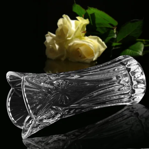 Vista 2 de CS - Jarrón de cristal de 12 pulgadas de alto, diseño de col, para flores y decoración. Bonita pieza brillante. Perfecto como regalo, adecuado