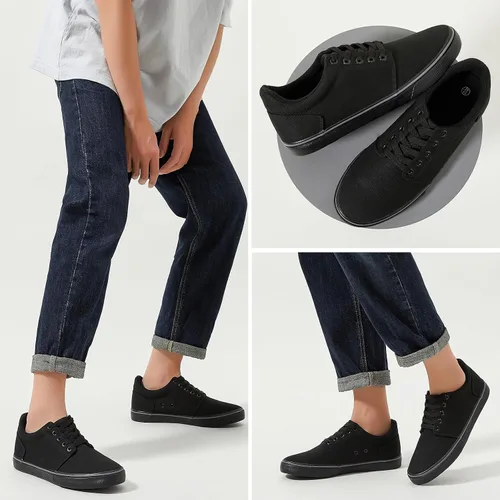 Vista 4 de hash bubbie Zapatos de lona para hombre, zapatos clásicos de lona para hombre, zapatos de tenis bajos con cordones, cómodos zapatos casuales