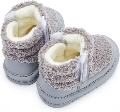 Vista 5 de BMCiTYBM Botas de nieve para bebés, niños y niñas, zapatos cálidos de invierno, zapatos ligeros al aire libre para bebés de 6, 9, 12, 18, 24 meses