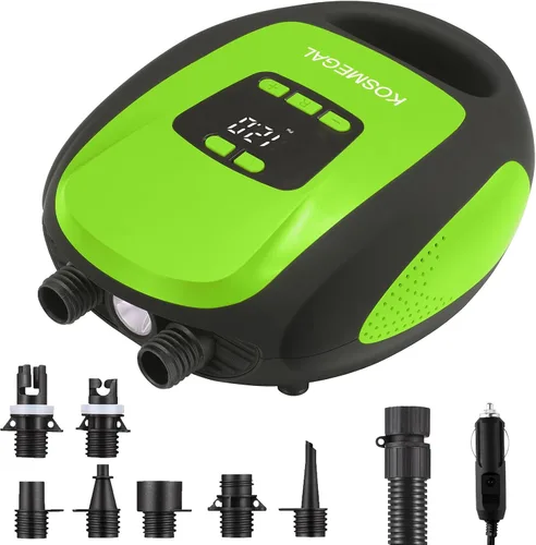 Vista 8 de Paddle Board Pump Electric Portable, KOSMEGAL SUP Pump for Paddleboard, Professional 20PSI Air Compressor with Auto-Off, Deflation Function and 12V