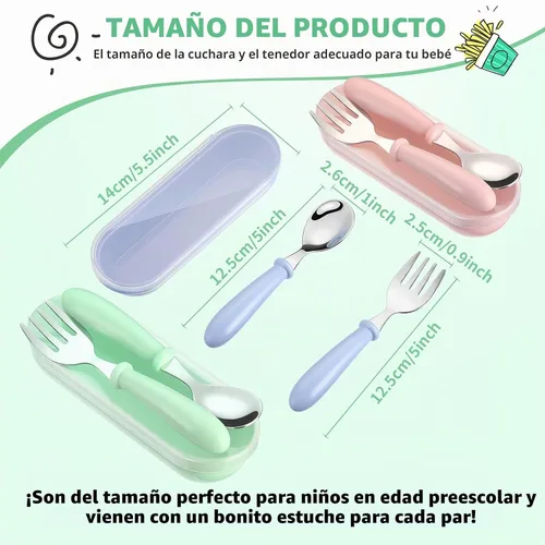 Vista 2 de Patelai Cuchara tenedor para utensilios para niños pequeños, 9