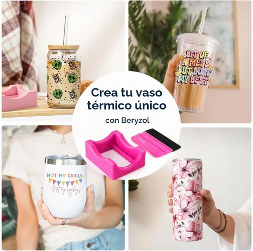 Vista 6 de Cuna de silicona para tazas, cuna para vasos con espátula de fieltro, uso para aplicar calcomanías UV DTF / calcomanías de vinilo para vasos