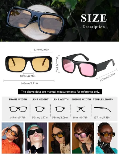 Vista 5 de kimorn Gafas de sol para mujeres y hombres, modernas, retro, modernas, estilo de los años 90, vintage, Y2K, marco cuadrado de gran tamaño, K1337
