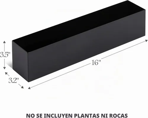 Vista 2 de Caja rectangular moderna de acero inoxidable para plantas Negro mate