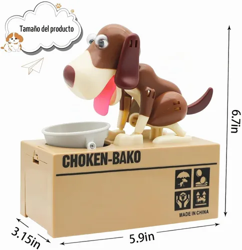 Vista 6 de Hungry Dog - Alcancía con diseño de perros lindos, roba monedas como monedas mágicas, caja de dinero, regalo de cumpleaños para niños