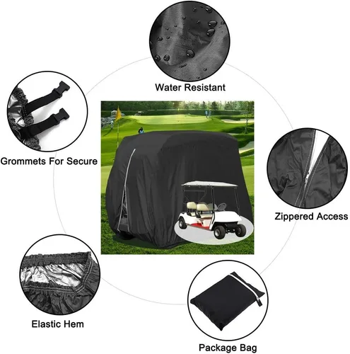 Vista 3 de Cubierta impermeable para carrito de golf para 4 pasajeros, cubierta impermeable para carrito de golf con revestimiento de PVC adicional para EZ GO