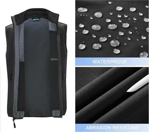 Vista 2 de Willit Chaleco de golf ligero con forro polar para hombre, chaqueta sin mangas para senderismo, correr