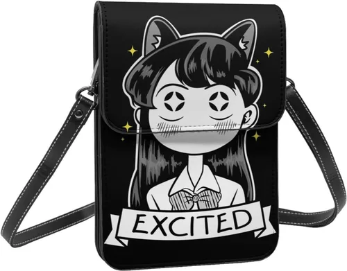 Vista 2 de Haribhakt Anime Komi Can'T Communicate - Bolso cruzado de poliuretano para mujer, bolso cruzado pequeño, bolso de hombro, Negro