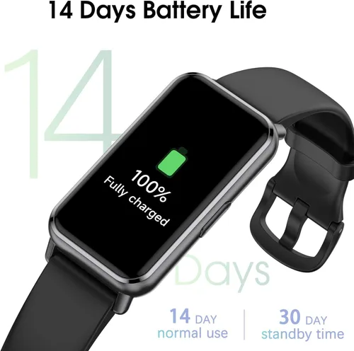 Vista 4 de Long Battery Pedometer Watch 14 Days Battery Life, Slim Design No App/Phone Required Fitness Tracker, 50 Meters Waterproof Smart Watch, Heart Rate &
