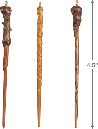 Vista 5 de Hallmark Keepsake Adorno de Navidad 2022, varitas mágicas de Harry Potter, juego de 3