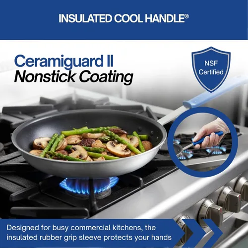 Vista 3 de Vollrath Wear-Ever CeramiGuard II sartén para freír con mango, Negro/Azul
