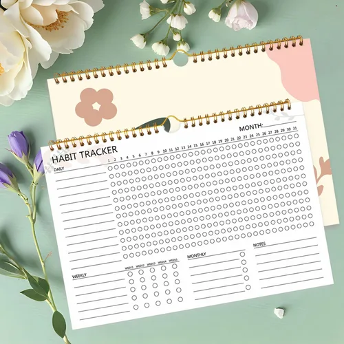 Vista 5 de Calendario de seguimiento de hábitos – 12 meses sin fecha, seguimiento diario de objetivos y hábitos, planificador de hábitos con encuadernación