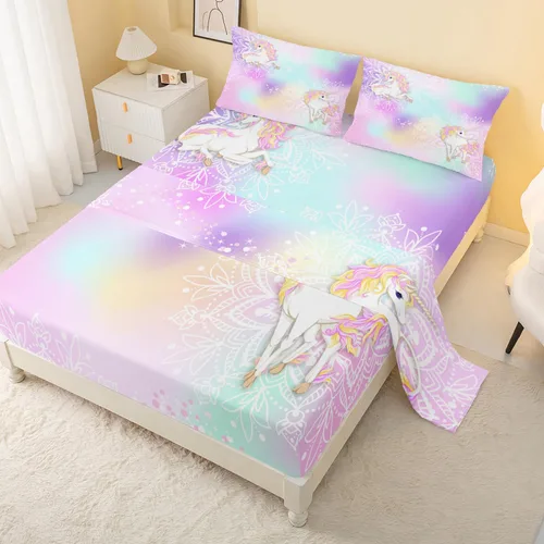 Vista 18 de CVHouse Juego de sábanas de mariposa arcoíris tamaño Queen para niñas, niños, adolescentes – Juego de ropa de cama ajustable de 4 piezas B1