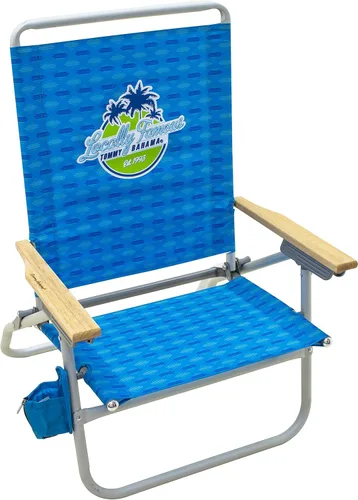 Vista 8 de Tommy Bahama 4-Position Easy in-Easy Out Folding Beach Chair 1 paquete azul.