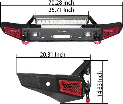 Vista 6 de Bronco - Parachoques delantero Rock Crawler Off Road compatible con Ford Bronco 2021 2022 2023 2024 2025 2026 (no compatible con versión deportiva)