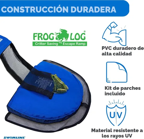 Vista 7 de SWIMLINE HYDROTOOLS Tronco de rana - Rampa de escape para animales pequeños para piscinas y spas - Rampa de escape para animales de piscina de Azul