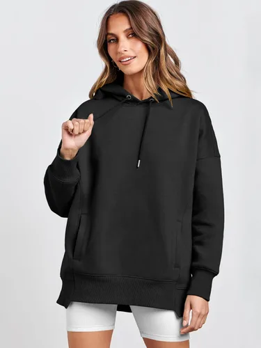 Vista 3 de ANRABESS Sudaderas con capucha de gran tamaño para mujer, sudadera de forro polar 2024, trajes de moda para adolescentes y niñas