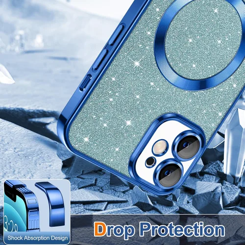 Vista 77 de Hython para iPhone 15 Plus Funda con chispas brillantes, Fundas transparentes magnéticas con protector de lente de cámara [Compatible con MagSafe]
