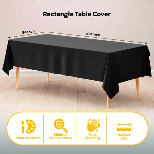 Vista 2 de Exquisite Mantel rectangular negro de 54 x 108 pulgadas, paquete de 48