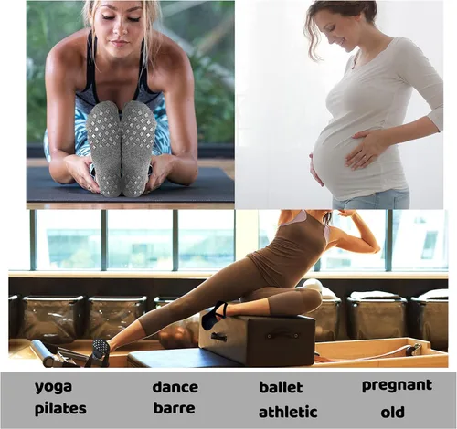 Vista 6 de Diu Life Calcetines de yoga con agarre para mujer, antideslizantes, pilates, entrenamiento, barra pura, ballet, danza, hospital