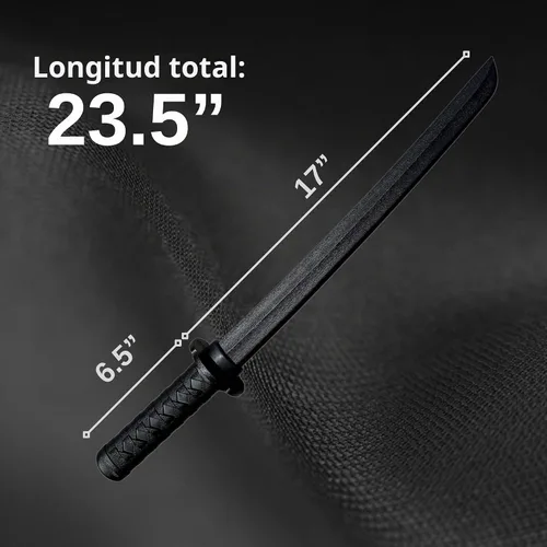 Vista 5 de E-BOGU Katana de práctica de polipropileno estilo Mokume (62.2 cm) con vaina Saya negra