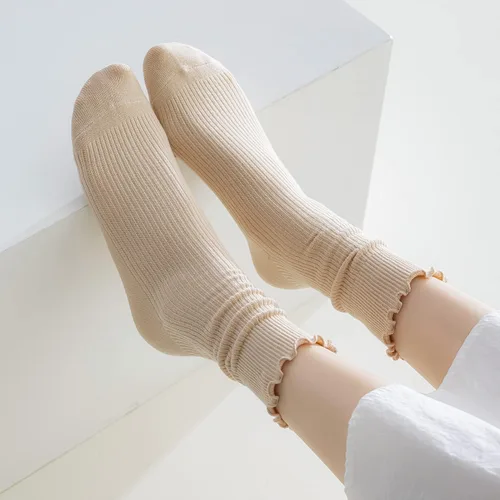 Vista 24 de Mcool Mary Calcetines para mujer, con volantes, estilo casual, transpirables, de punto, de algodón, con volantes, paquete de 6